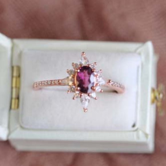 Natural Gemstone Ring Gold Vermeil Red Garnet ring for Her Retro Open Ring - Picture 4 of 11